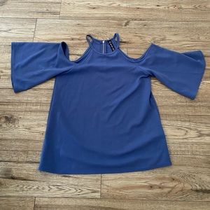 Design lab , shoulder cut out , high neck blouse